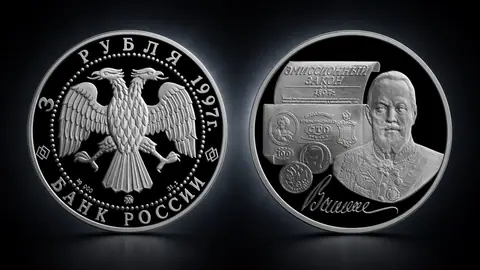 Монета «100-летие эмиссионного закона Витте» 3 рубля 1997 года — серебро, пруф