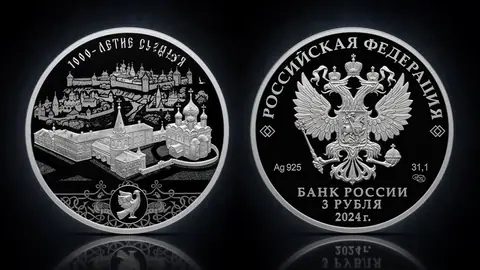"1000-летие основания г. Суздаля", 31,1 г. ч. серебра. Россия
