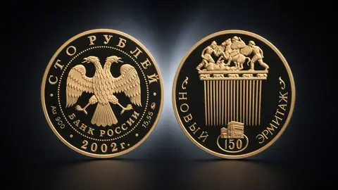 Монета «150-летие Нового Эрмитажа» 2002: музейная история в металле