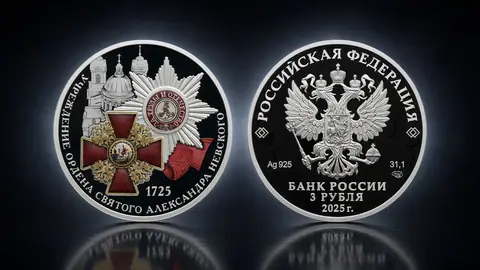 "300-летие учреждения Ордена Святого Александра Невского" 2025г. 31,1 г.ч. серебра. Россия