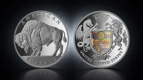 "Американский Бизон" United Crypto States  2025 г. 31,1 г. ч. серебра.