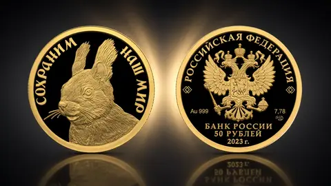 "Белка обыкновенная" 7,78 г. ч. золота.  Россия