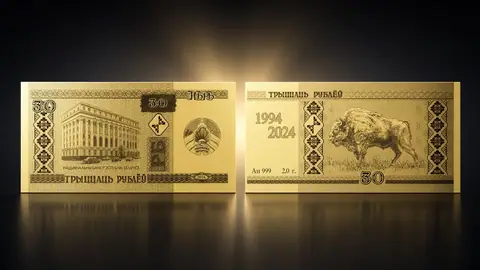 "Белорусский рубль. 30 лет" 2024 г., 2 г ч.золота. Беларусь