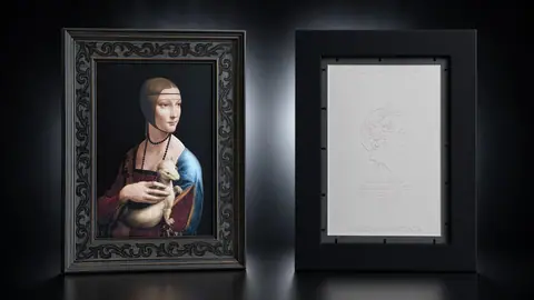 "Дама с горностаем" Леонардо да Винчи 2019 г., 1 500 г ч. серебра. Соломоновы острова