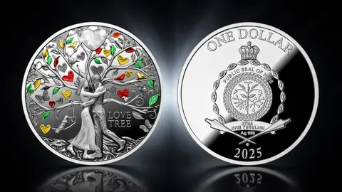 "Дерево любви" 2025 г., 17,5 г ч. серебра. Ниуэ