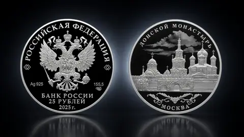 Монета 25 рублей «Донской монастырь» 2025 года — редкий серебряный выпуск Банка России