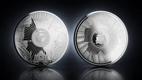 "Достопримечательности мира" 2024г. 1000  г. ч. серебра. Барбадос