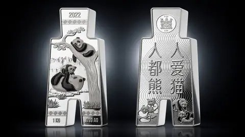 "Гигантская панда" 2022 г., 1000 г серебра. Фиджи