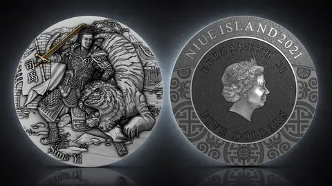 "Известные китайские воины – Сыма И" 2021 г., 62,2 г. ч. серебра. Ниуэ