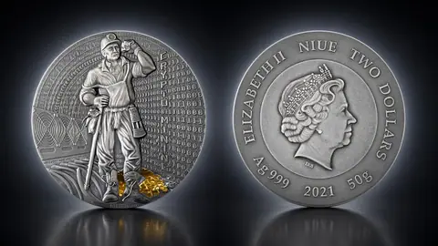 "Крипто-Майнинг" 2021 г., 50 г. ч. серебра. Ниуэ