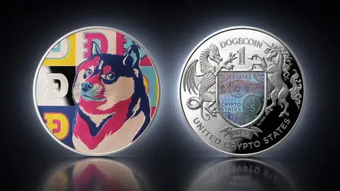 "Криптовалюта Dogecoin" 2022 г. 31,1 г. ч. серебра.