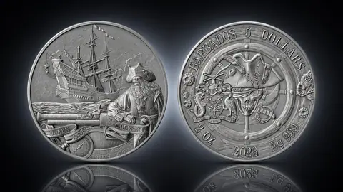 "Месть королевы Анны. Капитаны удачи" 2023г.,  62,2 г.ч. серебра. Барбадос