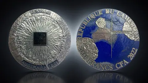 "Метеорит Тенхэм" 2022 г. 50 г. ч. серебра. Камерун