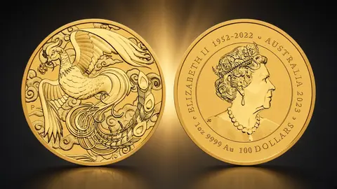 "Мифы и Легенды - Феникс" 2023 г., 31,1 г ч. золота. Австралия
