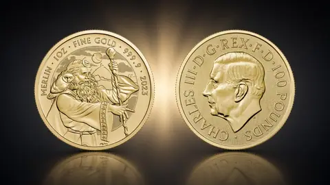 "Мифы и Легенды - Мерлин" 2023г. 31,1 г. ч. золота. Великобритания
