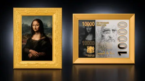 "Мона Лиза Леонардо да Винчи"  2022г.в.  62,2 г ч.серебра и 1041,85 г. меди. Чад
