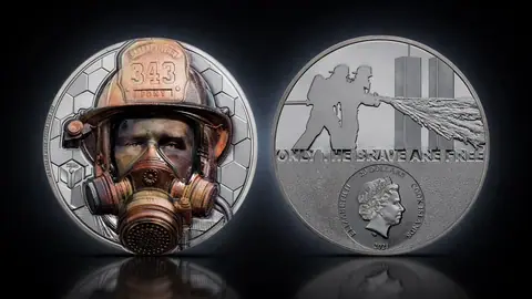 "Настоящие герои - Пожарный" 2021 г., 93,3 г. ч. серебра.  Острова Кука