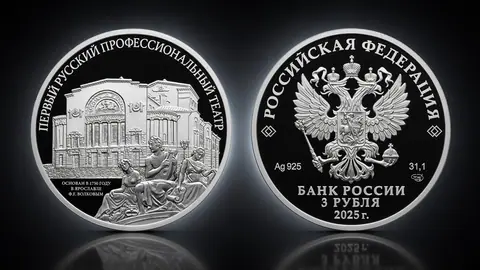 "Первый русский профессиональный театр" 2025г. 31,1 г.ч. серебра. Россия