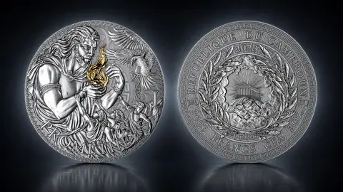 "Прометей. Великая греческая мифология" 2023г. 93,3 г. ч. серебра. Камерун