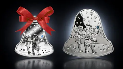 "Рождественский колокольчик" 2012 г. 31,1 г. ч. серебра. Ниуэ