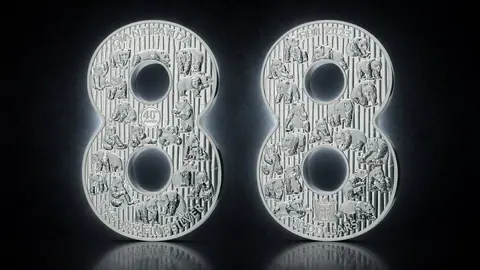 "Счастливая восьмерка" Гигантская Панда 40 лет 2023 г. 1000 г.ч. серебра. Фиджи