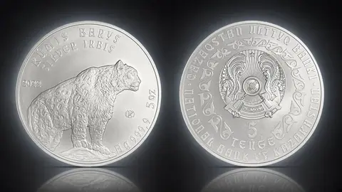 Серебряная монета Казахстана "Барс", 155,5 г ч. серебра