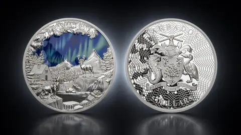 "Северное сияние" 2023 г. 155,5 г.ч. серебра. Барбадос
