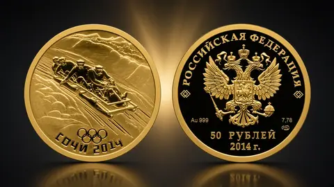 Сочи - "Виды спорта – Бобслей", 7,78 г. ч. золота. Россия