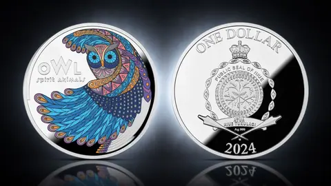 "Сова. Духовные животные " 2022 г. 17,5 г. ч. серебра. Ниуэ