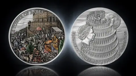 "Вавилонская башня" 2022 г. 155,5 г. ч. серебра. Токелау