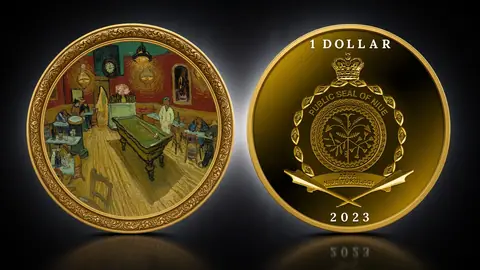 "Винсент Ван Гог 170 лет. Ночное кафе" 2023 г., 31,1 г ч. серебра. Ниуэ