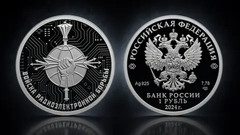 "Войска радиоэлектронной борьбы – Эмблема" 2024г. 7.78 г. ч. серебра. Россия