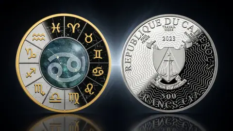 "Знаки зодиака. Рак" 2023 г., 17,5 г серебра. Камерун