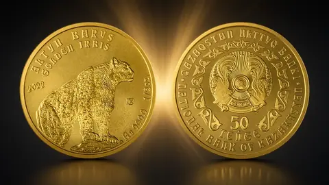 Золотая монета Казахстана "Барс" 15,55 г ч. золота