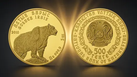 Золотая монета Казахстана "Барс" 155,5 г. ч. золота.