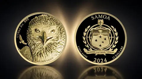 "Золотой Орел" 2024 г. 3,11 г ч. золота. Самоа.